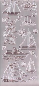 Контурные наклейки "Корабли", лист 10x24,5 см, цвет серебро фото 1 — PalitraMastera