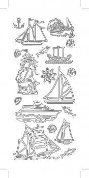 Контурные наклейки &quot;Корабли&quot;, лист 10x24,5 см, цвет серебро — PalitraMastera