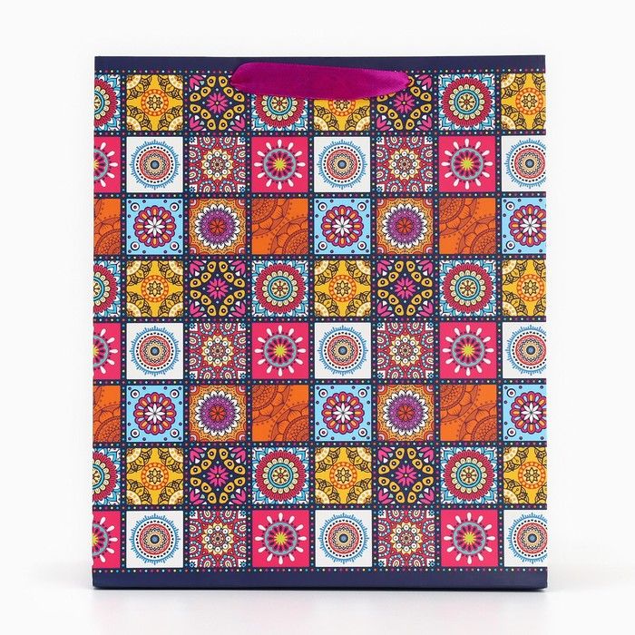 Пакет подарочный ламинированный вертикальный, упаковка, «Мозайка», ML 23 х 27 х 11,5 см — PalitraMastera