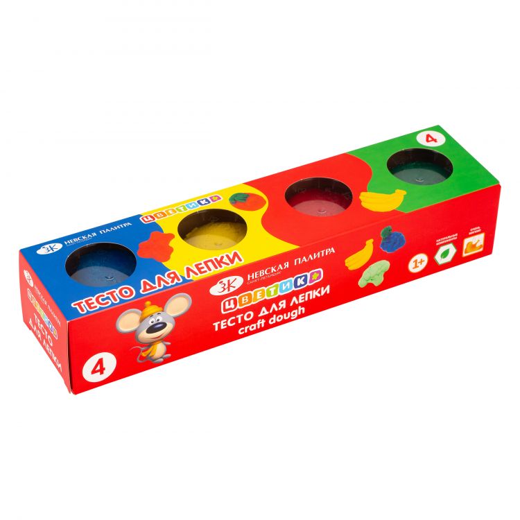 Цветик Тесто для лепки, 360 г, 4 цвета--- — PalitraMastera