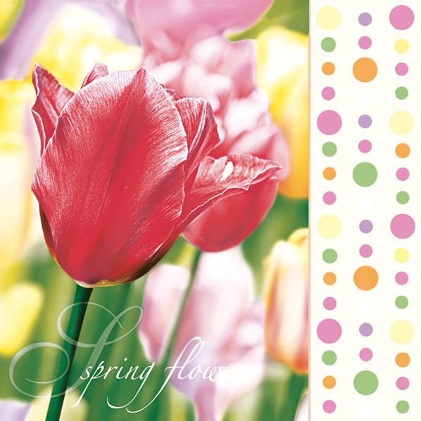 Салфетки - трехслойные, Maki, красные тюльпаны на цветном — PalitraMastera