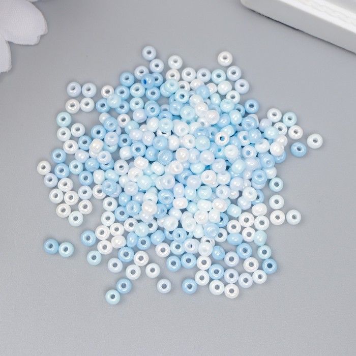 Бисер стекло 8/0 "Перламутр. Меланж голубой" 10 гр  7463354 фото 1 — PalitraMastera