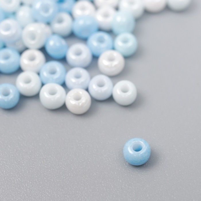Бисер стекло 8/0 &quot;Перламутр. Меланж голубой&quot; 10 гр  7463354 — PalitraMastera