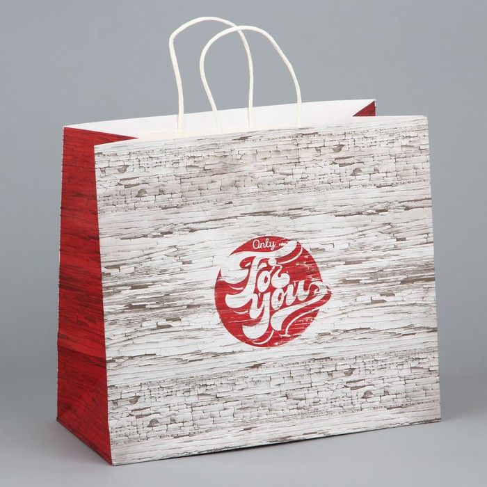 Пакет подарочный крафтовый, упаковка, For you, 32 х 28 х 15 см фото 1 — PalitraMastera
