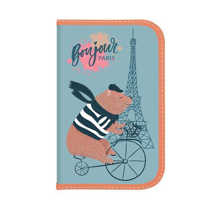 Пенал 1 секц. сред. Schoolformat КАНИКУЛЫ В ПАРИЖЕ 190х115 софттач молния — PalitraMastera