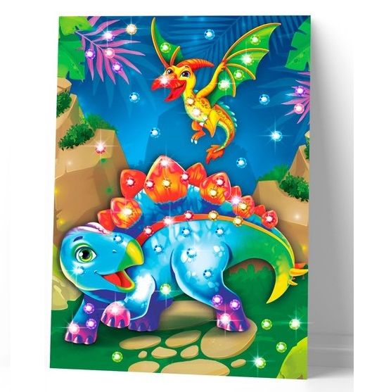 Аппликация стразами для детей «Дино», А6, набор для творчества — PalitraMastera