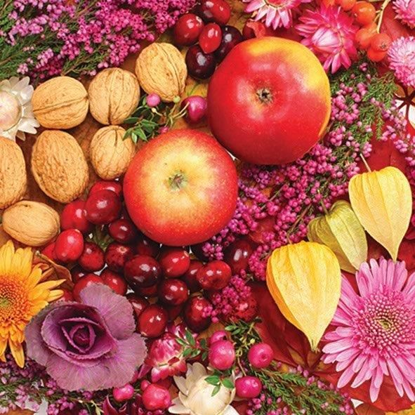 Салфетки - трехслойные, Maki, красочные фрукты, ягоды, орехи россыпью — PalitraMastera