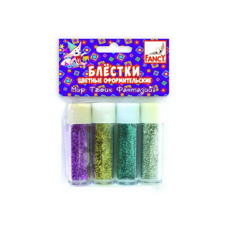Блестки цветные оформительские, 4 цв х 3,2 гр, 12 цв. ассорти, п/п с е/подвесом фото 1 — PalitraMastera