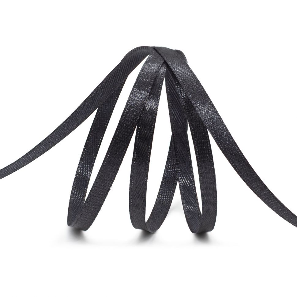 Лента атласная 0,6см*22,86м (160 черный) фото 1 — PalitraMastera