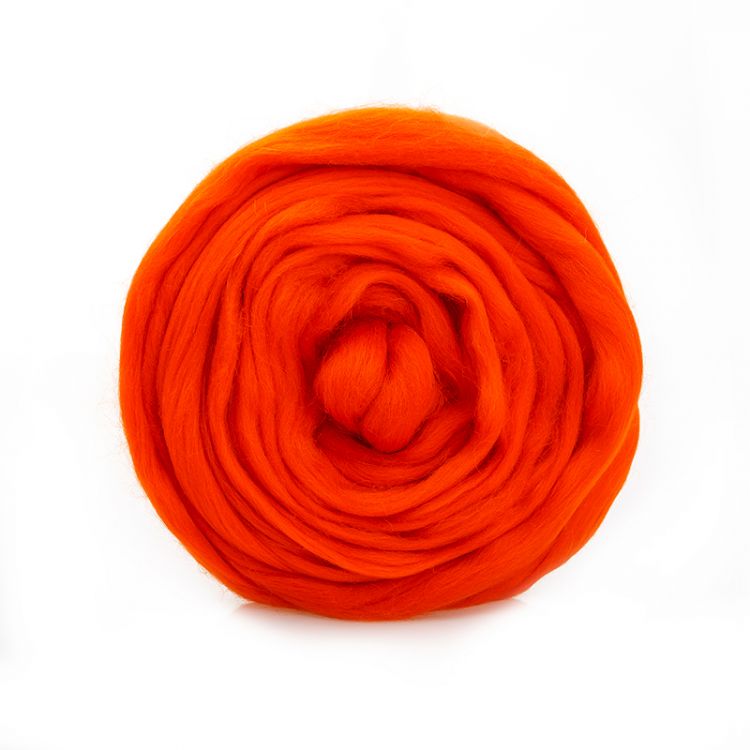 Тонкая шерсть100% оранжевый 491, 100гр мериносовая для валяния &mdash; PalitraMastera