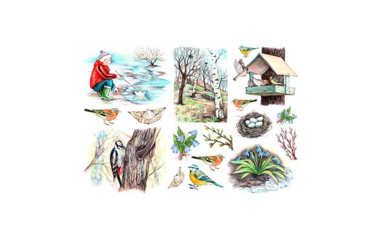 Рисовая бумага для декупажа &quot;Craft Premier&quot;, А4, 25г/м, &quot;Звуки весны&quot; CP01785-1 — PalitraMastera