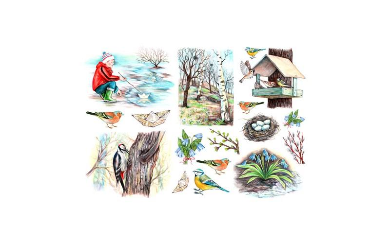 Рисовая бумага для декупажа "Craft Premier", А4, 25г/м, "Звуки весны" CP01785-1 фото 1 — PalitraMastera