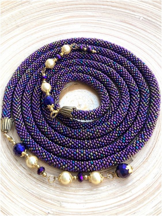 Лариат (длина без подвесок 156 см) из бисера — PalitraMastera