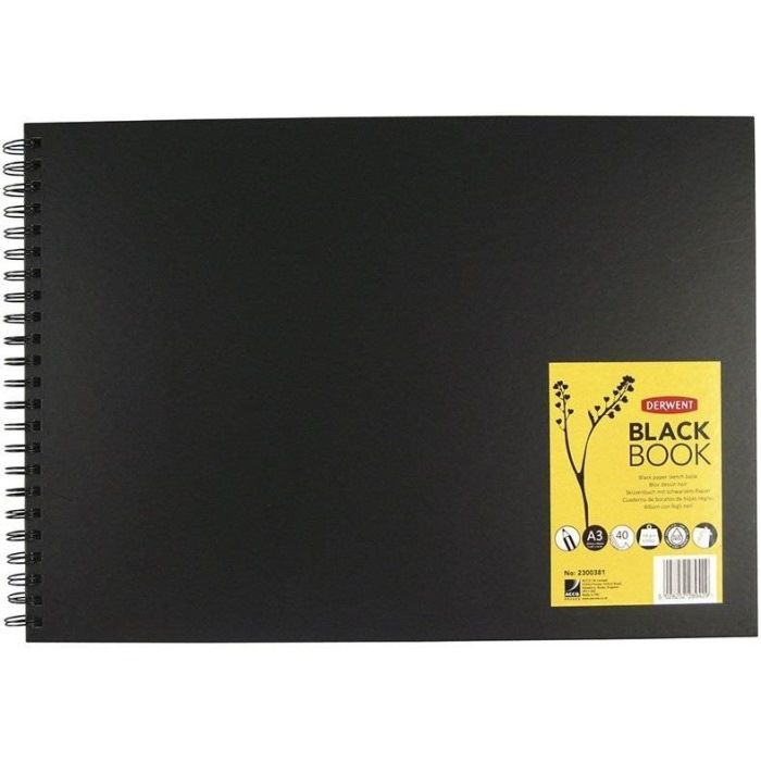 Блокнот для эскизов в твердой обложке, на спирали, на резинке, черная бумага,  А3, 40 листов, 200 гр/м2 (НОВИНКА!) фото 1 &mdash; PalitraMastera