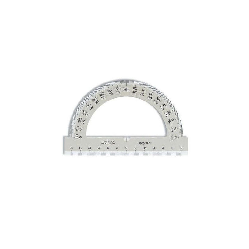 Транспортир 180 градусов / 125 мм, дымчатый, в индивидуальной упаковке с европодвесом ,KOH-I-NOOR фото 1 &mdash; PalitraMastera