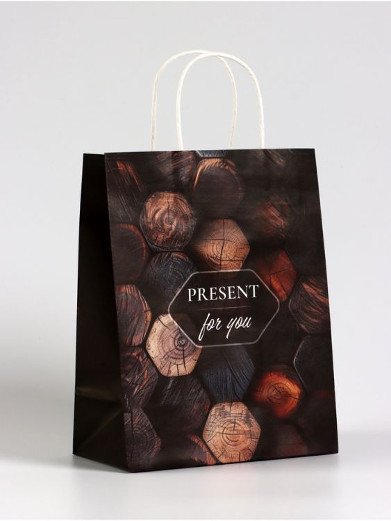 Пакет подарочный крафт Present, 21*11*27 см — PalitraMastera