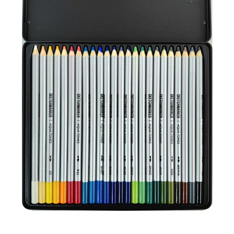 Набор акварельных карандашей Sketchmarker "Природа", 24 цвета, жестяной пенал &mdash; PalitraMastera