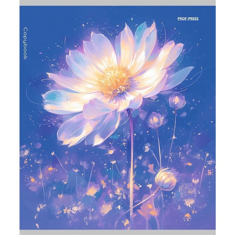 Тетрадь 96 л. А5 кл. скреп. офс. Проф-пресс ЦВЕТЫ ПОД ЛУНОЙ мел. карт., глиттер &mdash; PalitraMastera