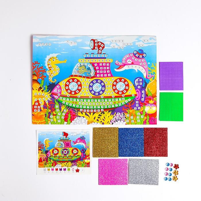 Мозаика стикерная «Подводная лодка» блестки, стразы — PalitraMastera