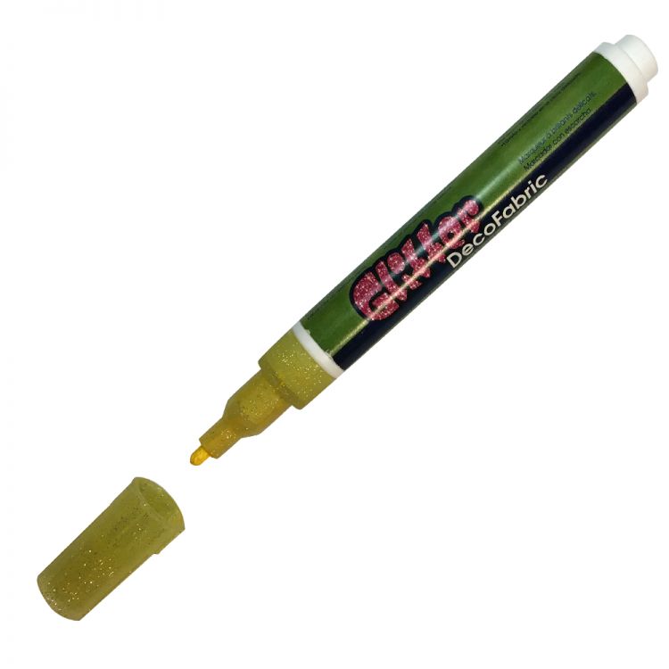 Маркер для светлых,темных и джинсовых тканей ,2-3мм, жел. с блестками MAR222/G5 /Marvy — PalitraMastera