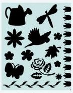 Трафарет пласт., 28х21 см, цветы, бабочки, птичка фото 1 &mdash; PalitraMastera