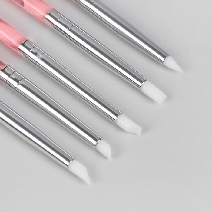 Силиконовые кисти для наращивания и дизайна ногтей, 5 шт, 16 см, цвет МИКС — PalitraMastera