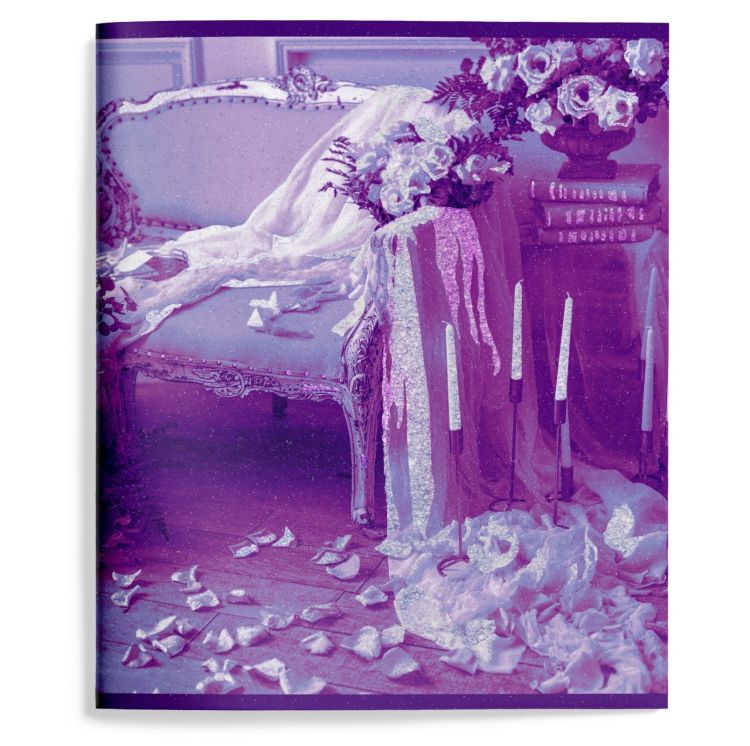 Тетрадь 48 л. А5 кл. скреп. офс. LOREX LILAC мел. карт. двойная обложка запечатка форзаца, soft touch, выб. УФ-лак, блёстки — PalitraMastera