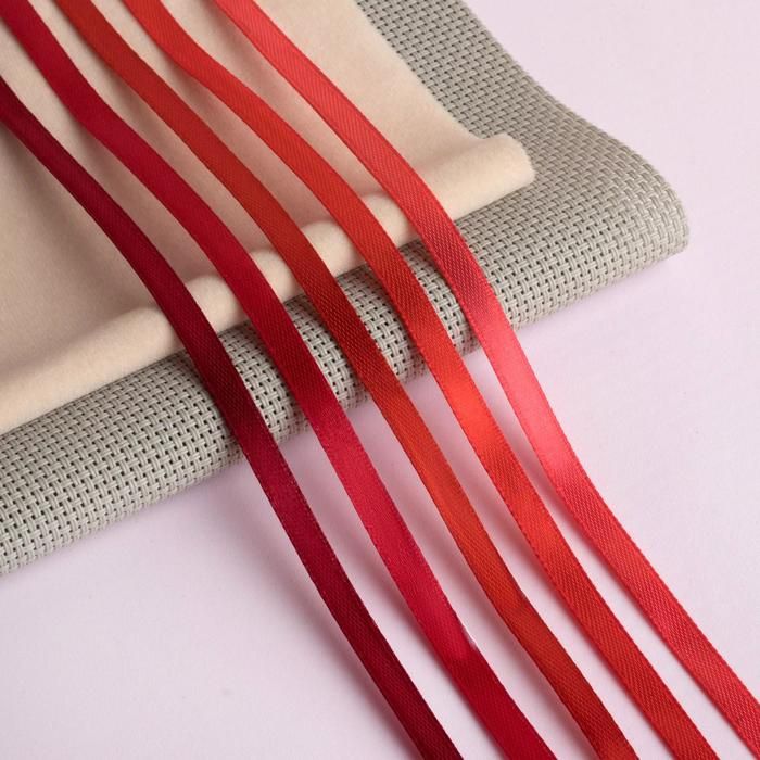 Набор атласных лент, 5 шт, размер 1 ленты: 6 мм * 23 ± 1 м, цвет красный спектр — PalitraMastera