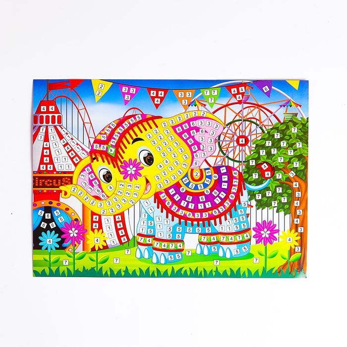 Мозаика стикерная «Добрый слоник» блестки, стразы — PalitraMastera