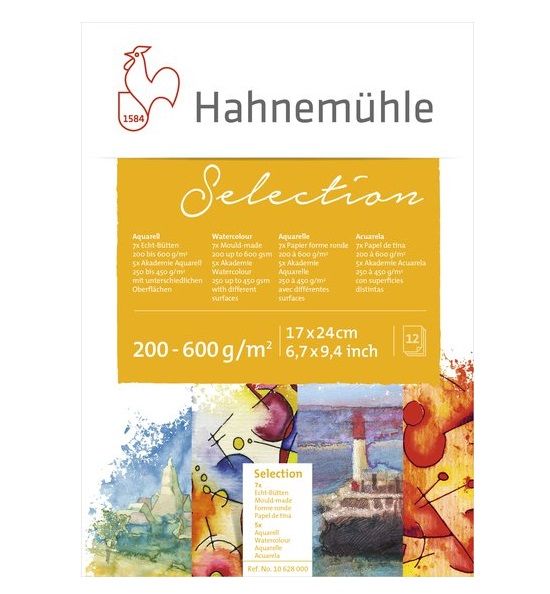 Hahnemuhle Альбом-склейка для акварели &quot;Aquarell Selection 12&quot;, 17х24 см, 12 л, ассорти — PalitraMastera