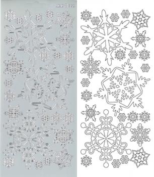 Контурные наклейки "Ледяные снежинки", лист 10x24,5 см, цвет серебристый фото 1 &mdash; PalitraMastera