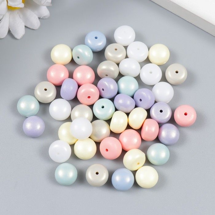 Бусины с несквозным отверстием «Сплюснутый шар. Матовый», перламутр, набор 20 г, 0.7х1х1 см — PalitraMastera