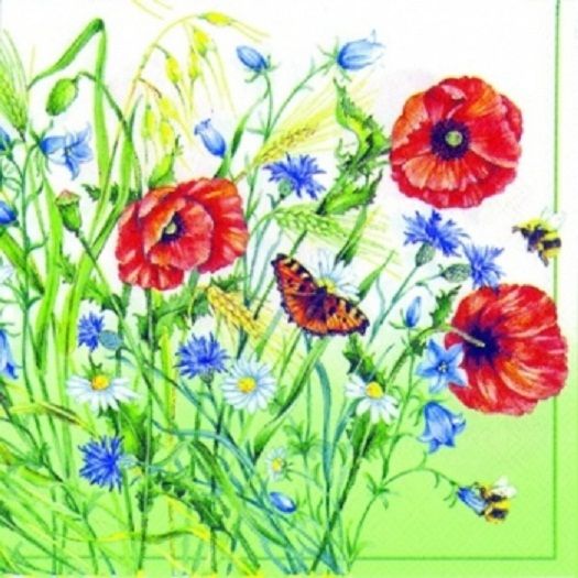 Салфетки бумажные для декупажа, 33х33 см, "Разные маки" фото 1 &mdash; PalitraMastera