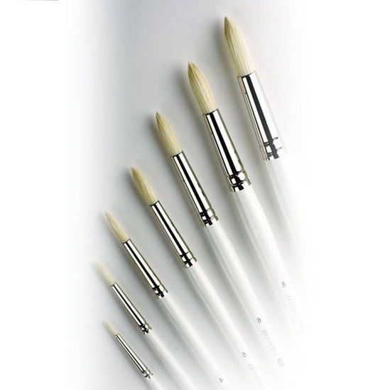 Невская Палитра Кисть щетина отбеленная круглая, длинная ручка №12 (14мм) — PalitraMastera