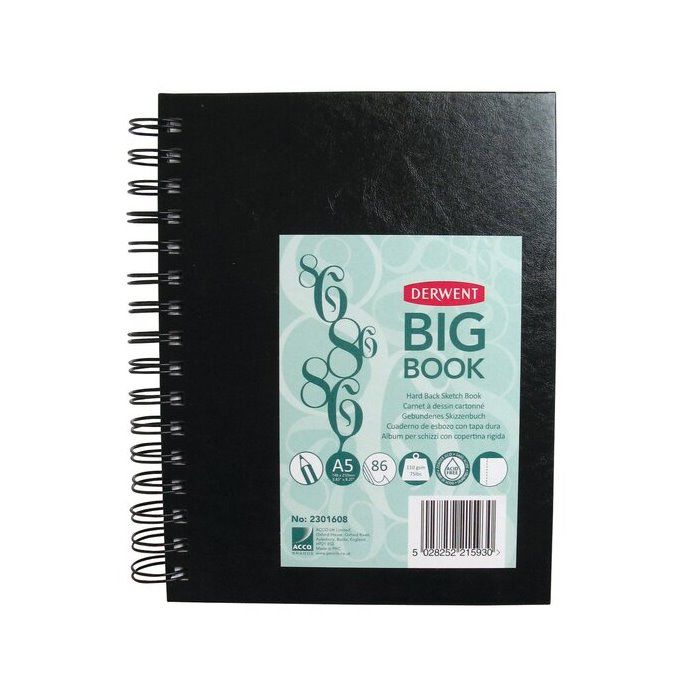 Блокнот для эскизов в твердой обложке, цвет обложки - черный, на спирали, 110 гр/м2, А5, 86 листов с перфорацией фото 1 — PalitraMastera