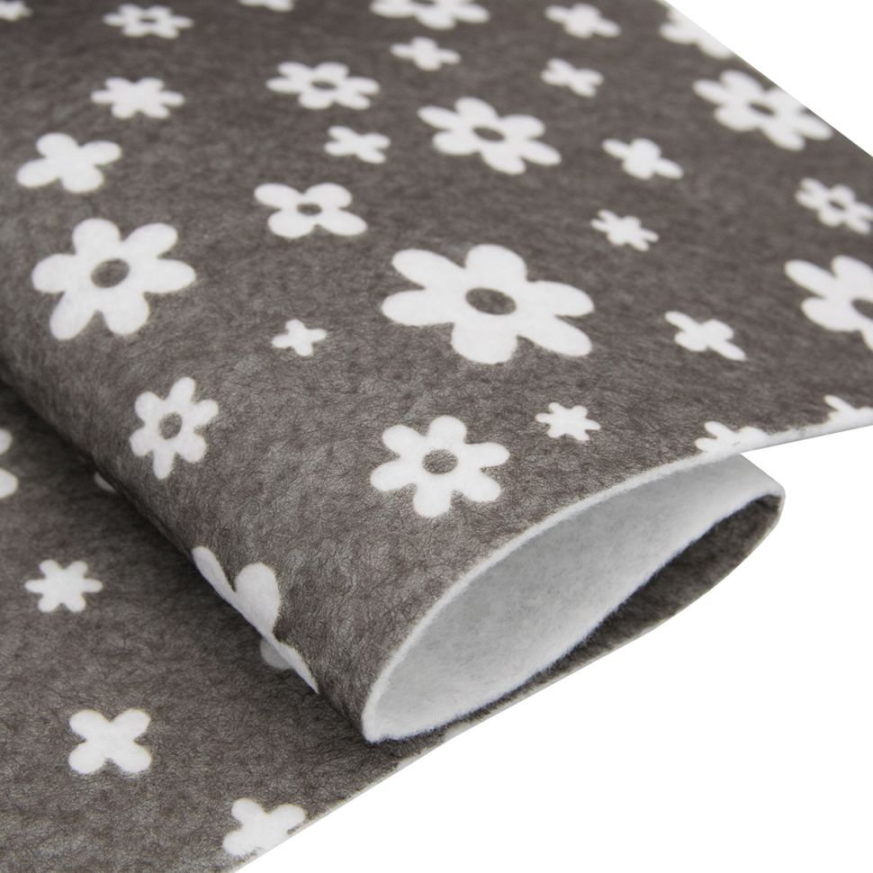 Фетр листовой мягкий с рисунком 'Цветочки', 1.0мм, 170гр, 20х27см, 10 шт/упак, Astra&Craft (YF690/AF861 коричневый/шоколадно коричневый) фото 1 — PalitraMastera