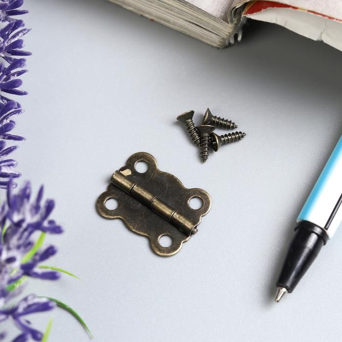 Петля накладная фигурная угол открывания 180 градусов + гвозд. набор 10 шт 2х1,7 см 3539219 — PalitraMastera