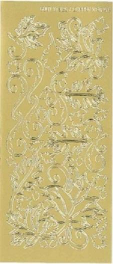 Контурные наклейки &quot;Листики 2&quot;, лист 10x24,5 см, цвет золотистый — PalitraMastera