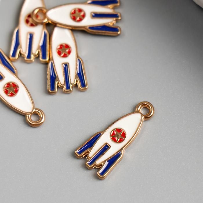 Декор для творчества металл, эмаль &quot;Ракета со звёздочкой&quot; золото 2х0,9 см  4768270 — PalitraMastera