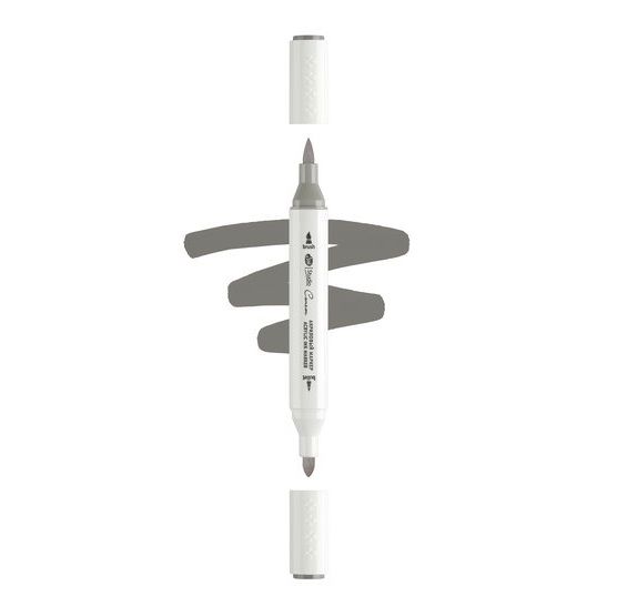 Маркер акриловый двусторонний "Сонет", перо кисть/пуля, серый фото 1 — PalitraMastera
