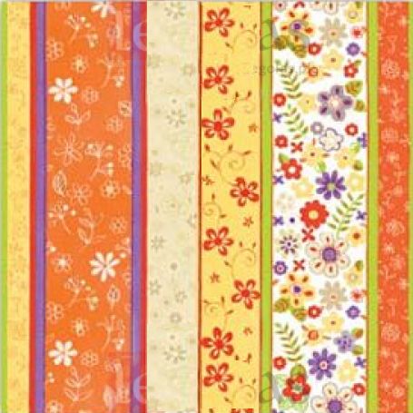 Салфетка для декупажа - 33 x 33 cm Цветочный орнамент в полосках, теплый. фото 1 &mdash; PalitraMastera