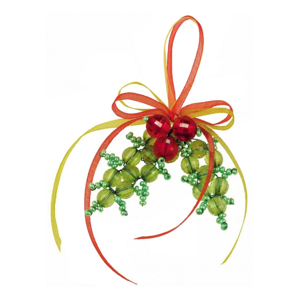 В201 Набор для бисероплетения Риолис 'Новогоднее украшение 'Остролист' 5*5см фото 1 — PalitraMastera