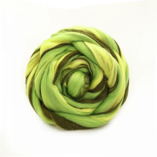 Полутонкая шерсть мультиколор 1347 (лимон,яркий салат,морск.водоросли) — PalitraMastera