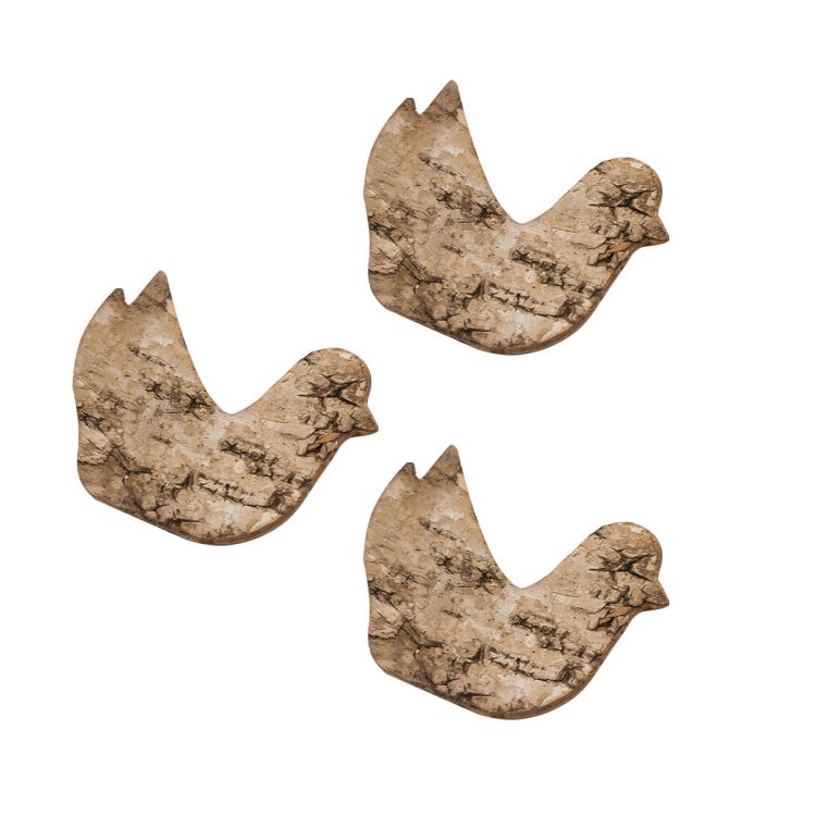 YW030 Декоративные элементы из коры дерева 'Птичка', 7*5см, 6шт/уп (белый) — PalitraMastera