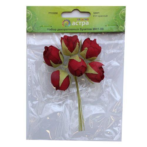 MH1-99 Набор декоративных букетов D2x3xH10см,6шт, Астра (F01 красный) фото 1 — PalitraMastera