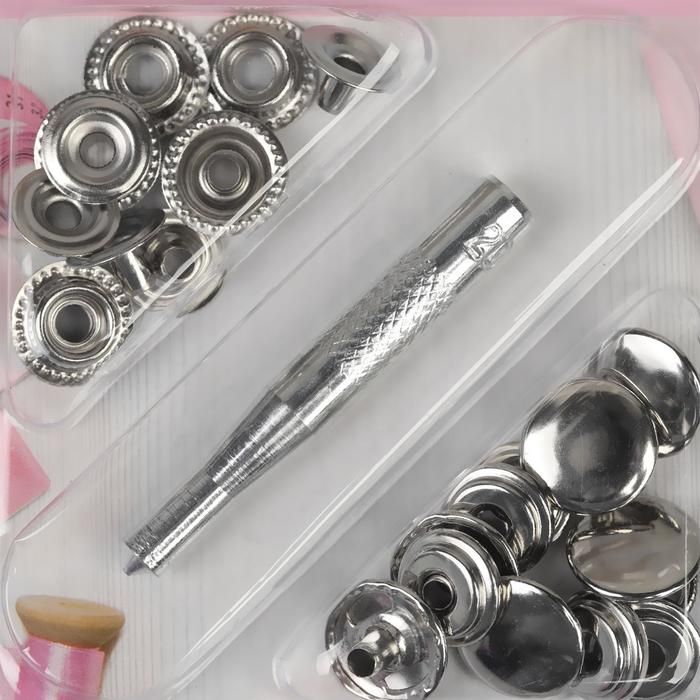 Кнопки О-образные d13мм (наб 6шт цена за наб) с инстр-м для устан в блистере серебряный АУ  5307373 — PalitraMastera