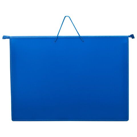 Папка А2 с ручками пластик молния сверху 640*470 мм ПМ-А2-35 Синяя  (Оникс, Пчелка, Пифагор) — PalitraMastera