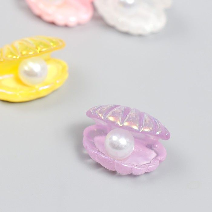 Декор для творчества пластик &quot;Ракушка с жемчужиной&quot; МИКС 1,5х2,2 см  7706077 — PalitraMastera