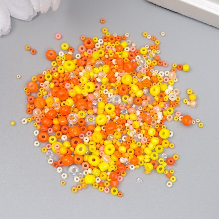 Бисер стекло 6/0 - 15/0 &quot;Ассорти цитрус&quot; d=1,5-4 мм, н-р 10гр  7463311 — PalitraMastera