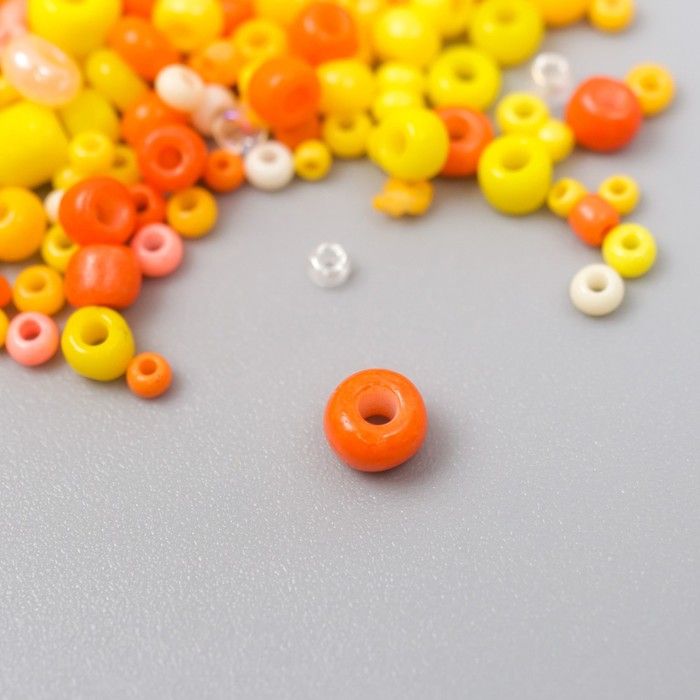 Бисер стекло 6/0 - 15/0 &quot;Ассорти цитрус&quot; d=1,5-4 мм, н-р 10гр  7463311 — PalitraMastera